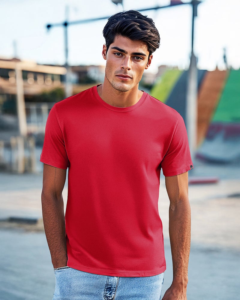 bewakoof Men's Red T-shirt - Image 1